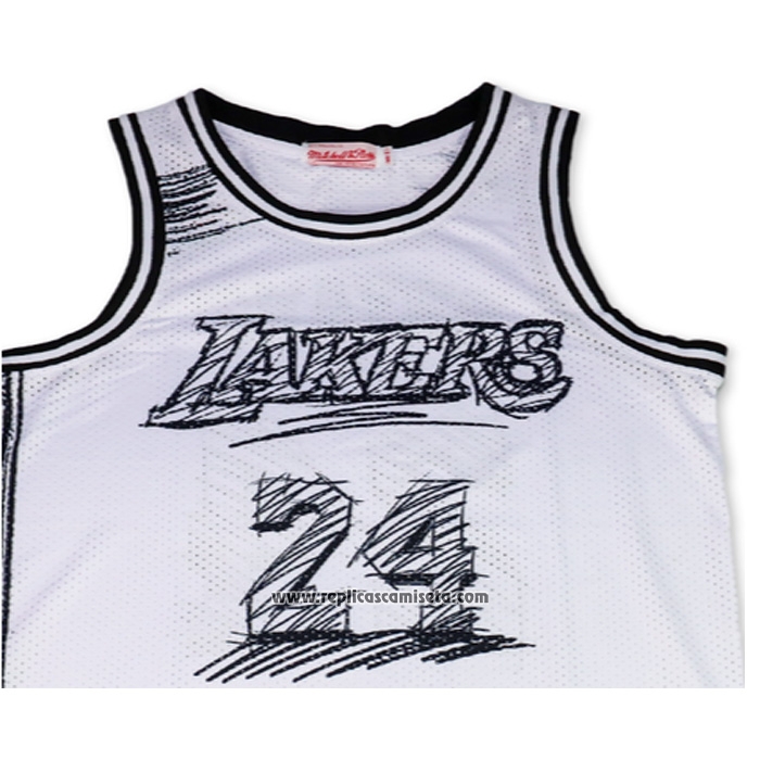 Camiseta Los Angeles Lakers Kobe Bryant NO 24 Mitchell & Ness 2007-08 Blanco